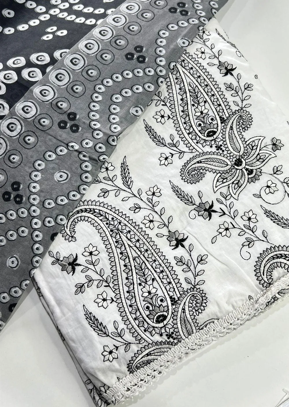 D416 White Unstitched Cotton Suit