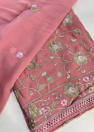 D7511 Pink Unstitched Georgette Suit
