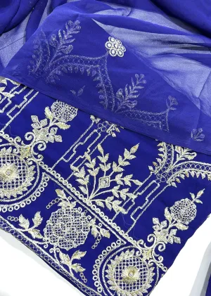 D9683 Navy Unstitched Georgette Suit