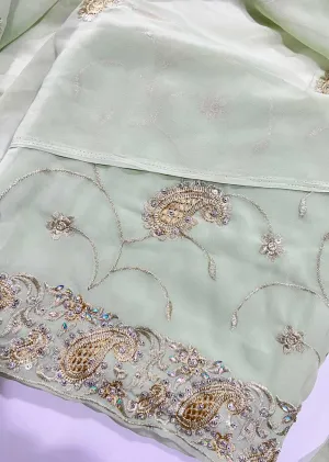 D9745 Mint Unstitched Georgette Suit