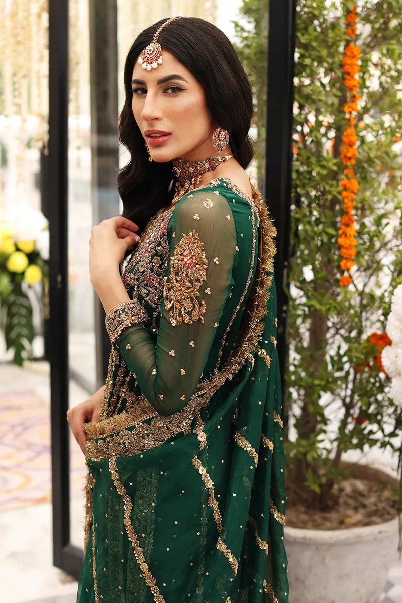 Dark Green Gharara Kameez for Pakistani Mehndi Wear