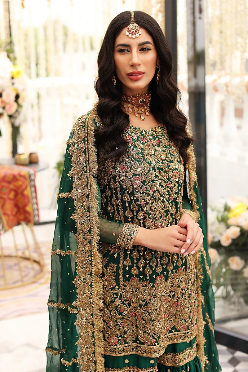 Dark Green Gharara Kameez for Pakistani Mehndi Wear