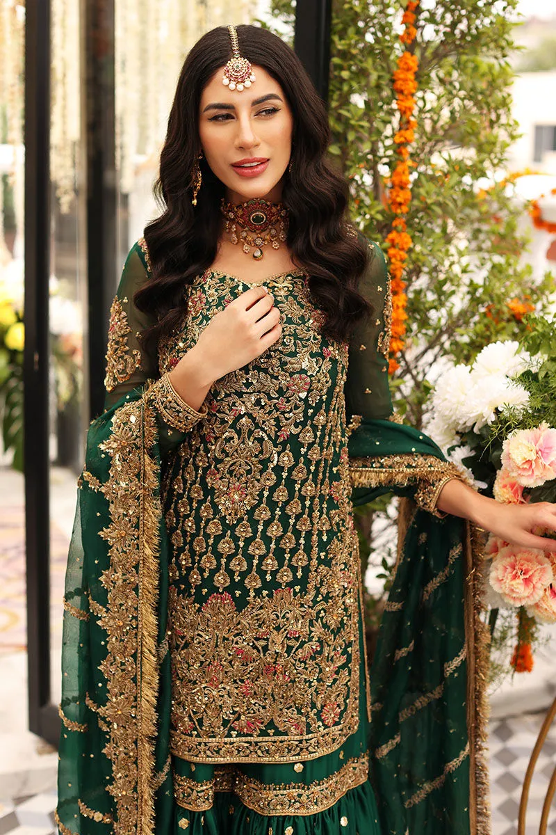 Dark Green Gharara Kameez for Pakistani Mehndi Wear