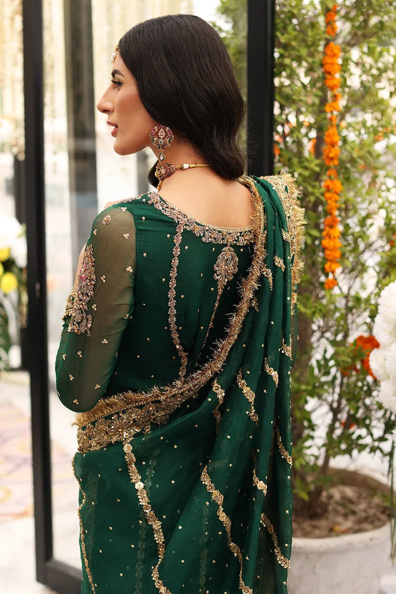 Dark Green Gharara Kameez for Pakistani Mehndi Wear