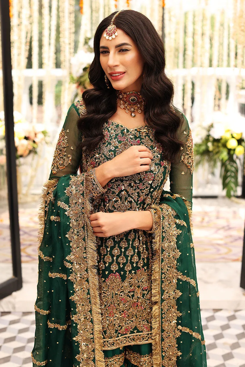 Dark Green Gharara Kameez for Pakistani Mehndi Wear