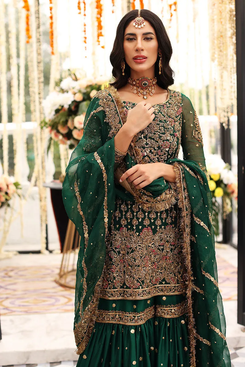 Dark Green Gharara Kameez for Pakistani Mehndi Wear