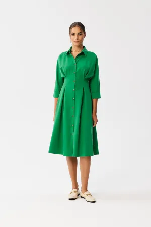 Daydress Polyester Relaxed Fit Casual Shirt Collar Midi Shirt Dress