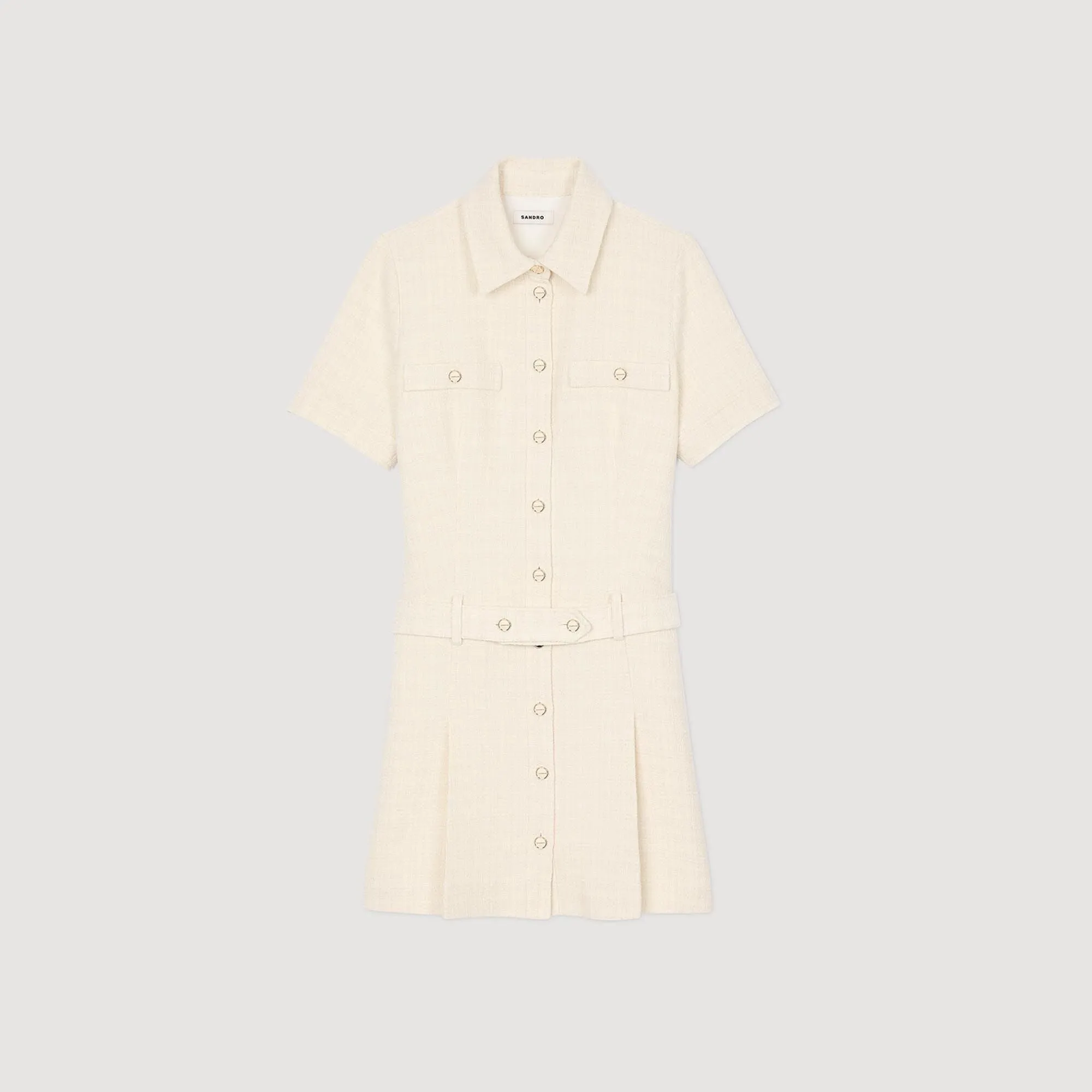 Demoiselle Short Tweed Dress Ecru