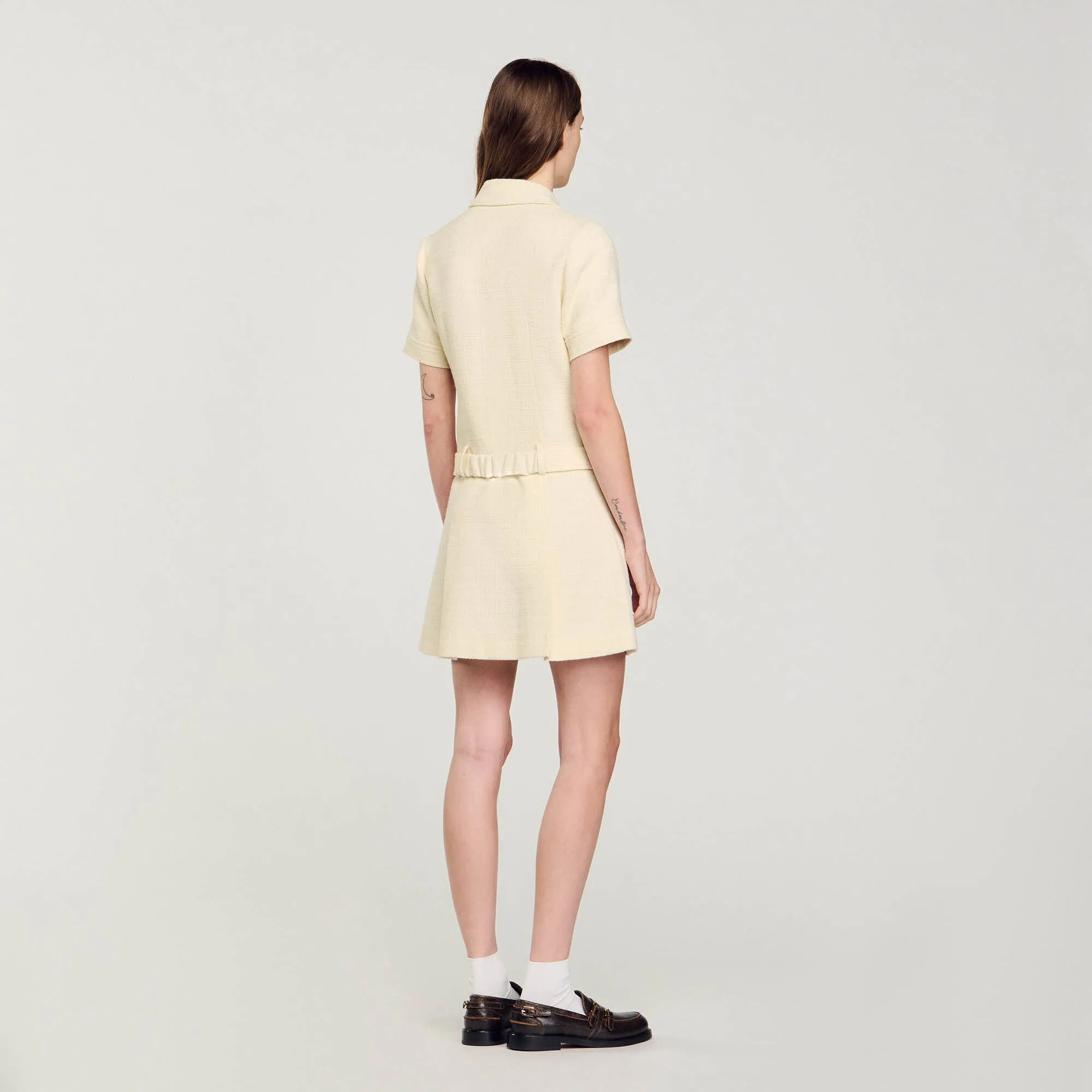 Demoiselle Short Tweed Dress Ecru