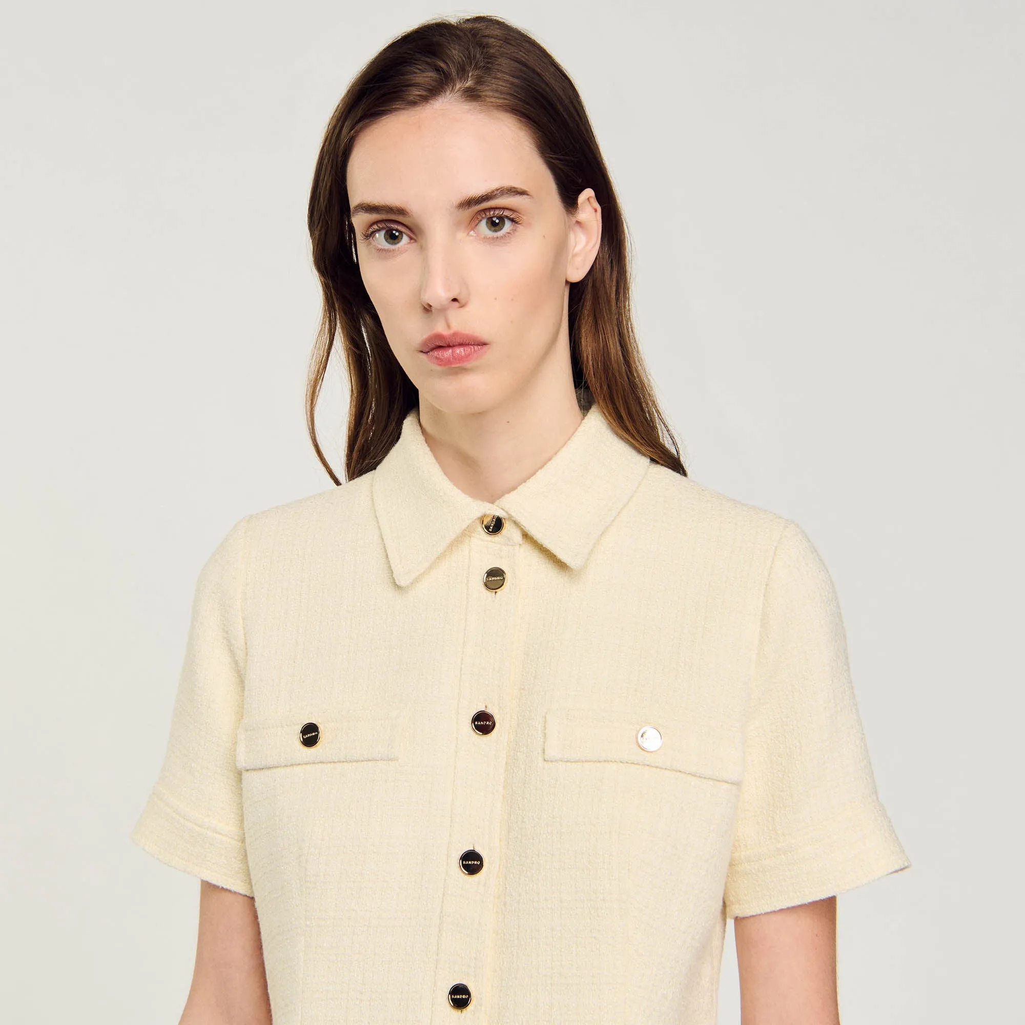 Demoiselle Short Tweed Dress Ecru