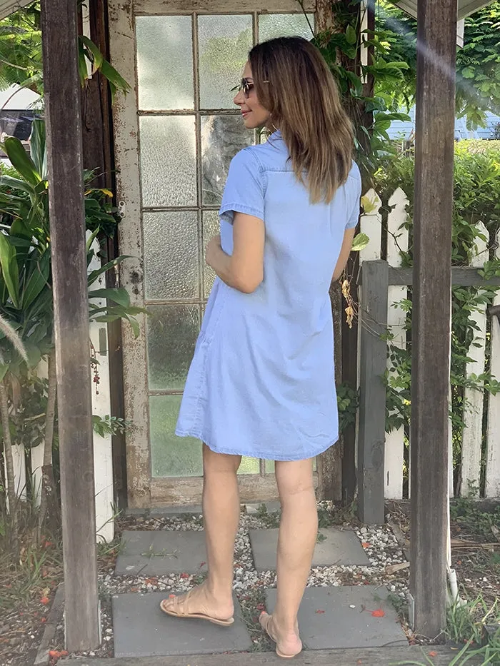 Denim Tiered Shirt Dress