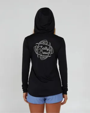Drawn In Circles Hooded Sunshirt - Black
