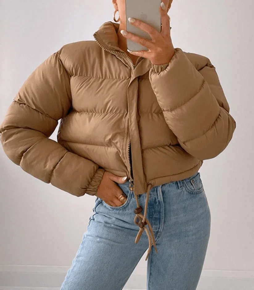 Drawstring puffer jacket