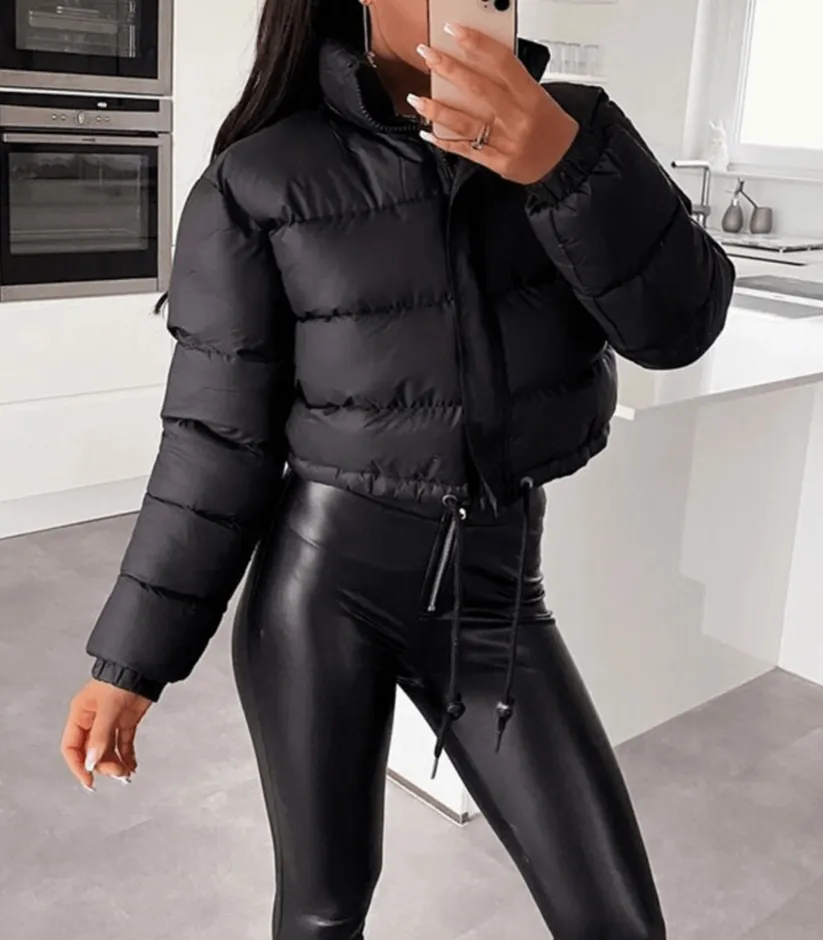 Drawstring puffer jacket