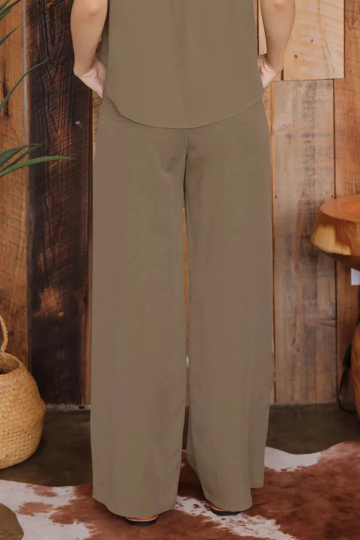 Drawstring Wide Leg Pants