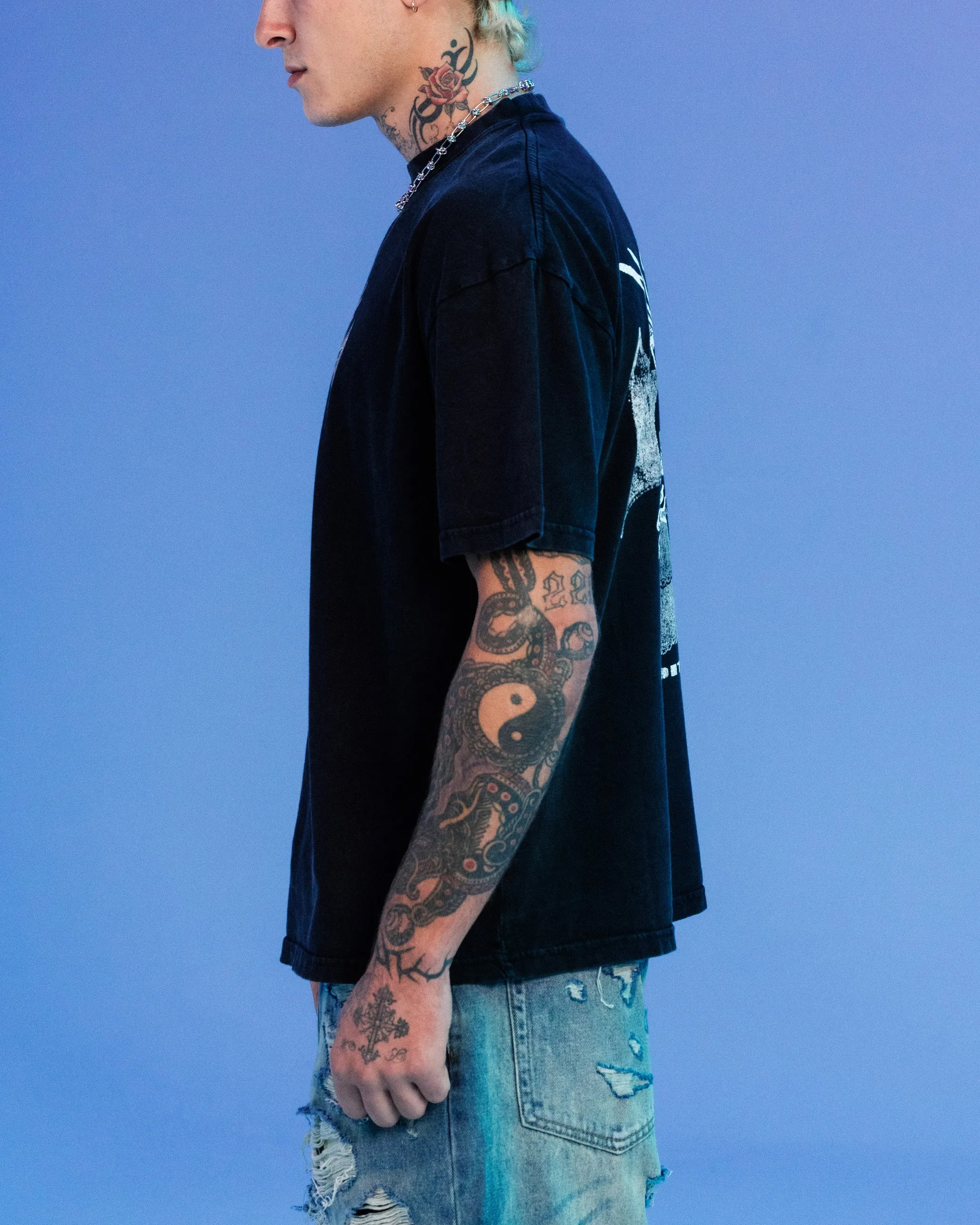 Ed Hardy By Loiter Flight Premium T-Shirt Black Acidwash