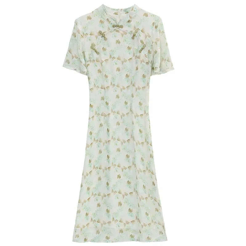 Elegant A-line Dress with Full Floral Print for Women