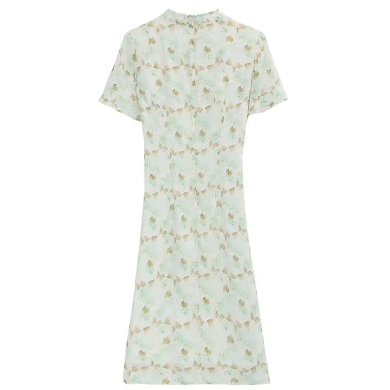 Elegant A-line Dress with Full Floral Print for Women