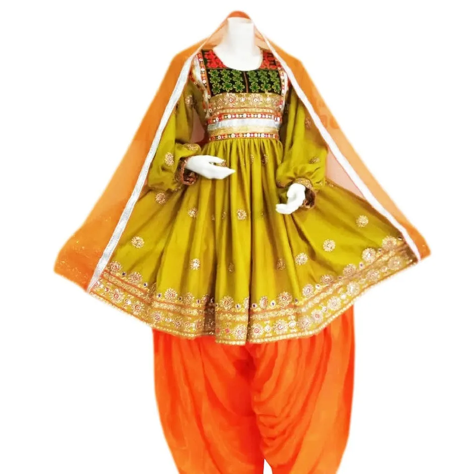 Elegant Green Afghan Dress