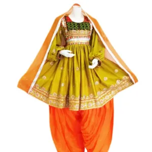 Elegant Green Afghan Dress