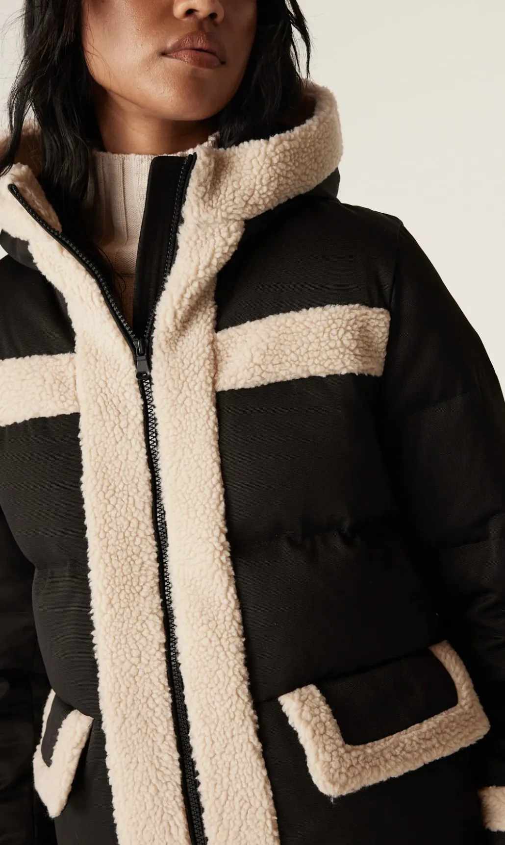 Elke Shearling Puffer | Black