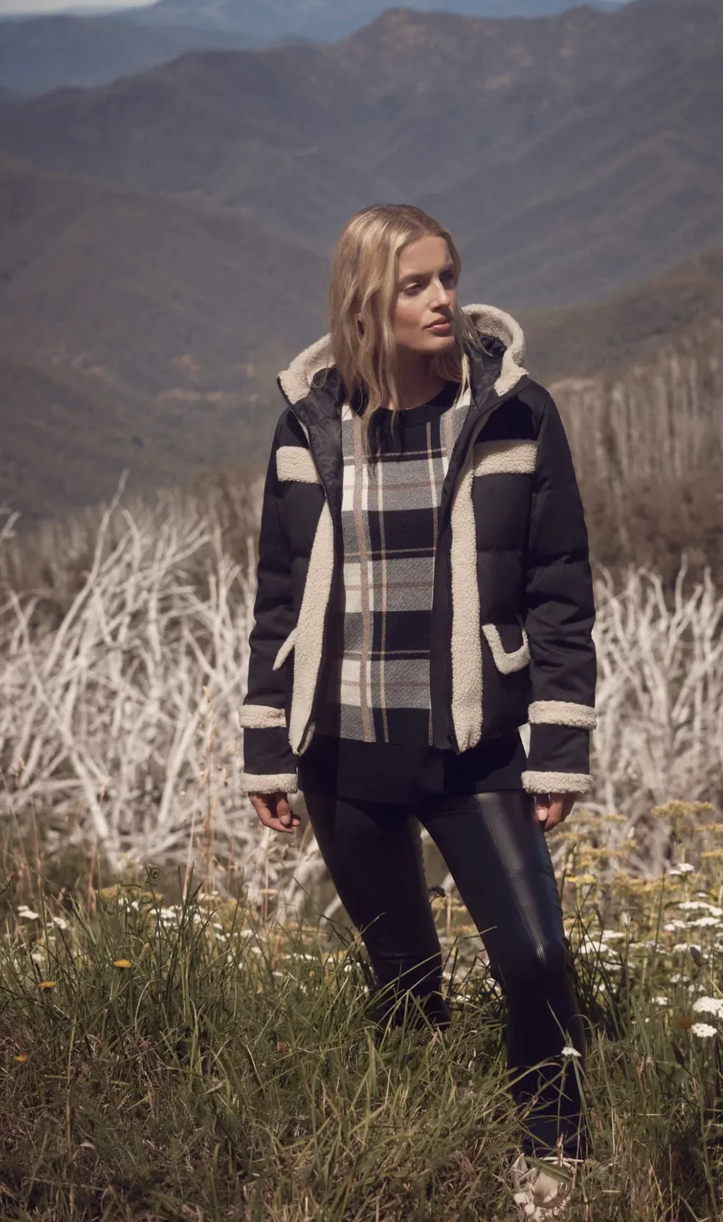 Elke Shearling Puffer | Black