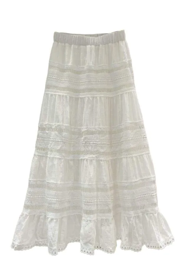 Ellie Floral Lace-trimmed Midi Skirt