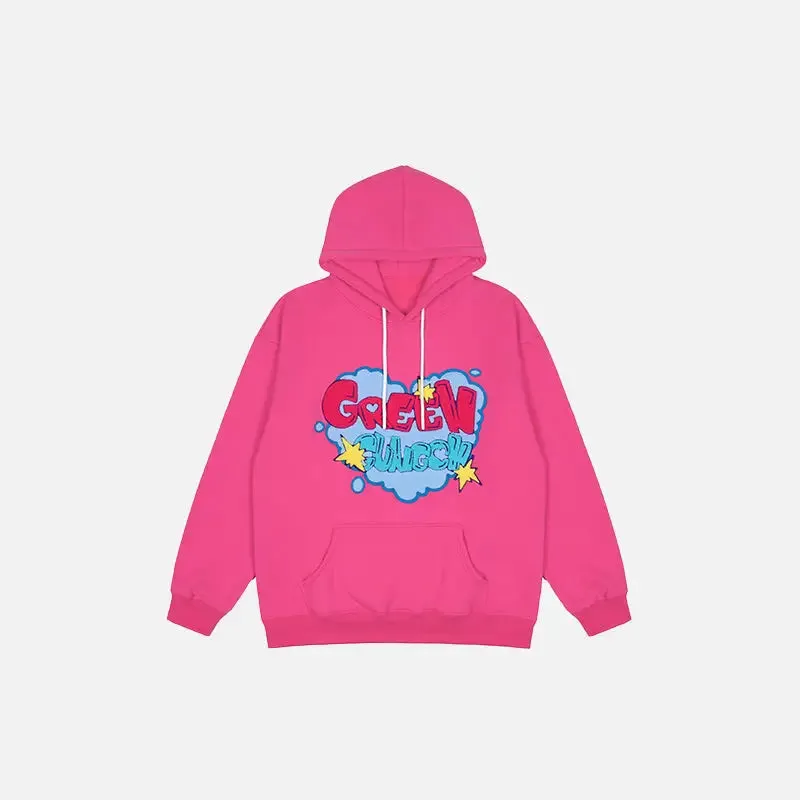 Embroidered Heart Fleece Hoodie for Comfort and Style