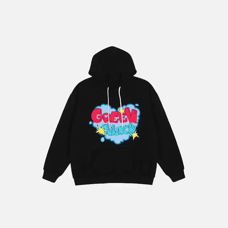 Embroidered Heart Fleece Hoodie for Comfort and Style