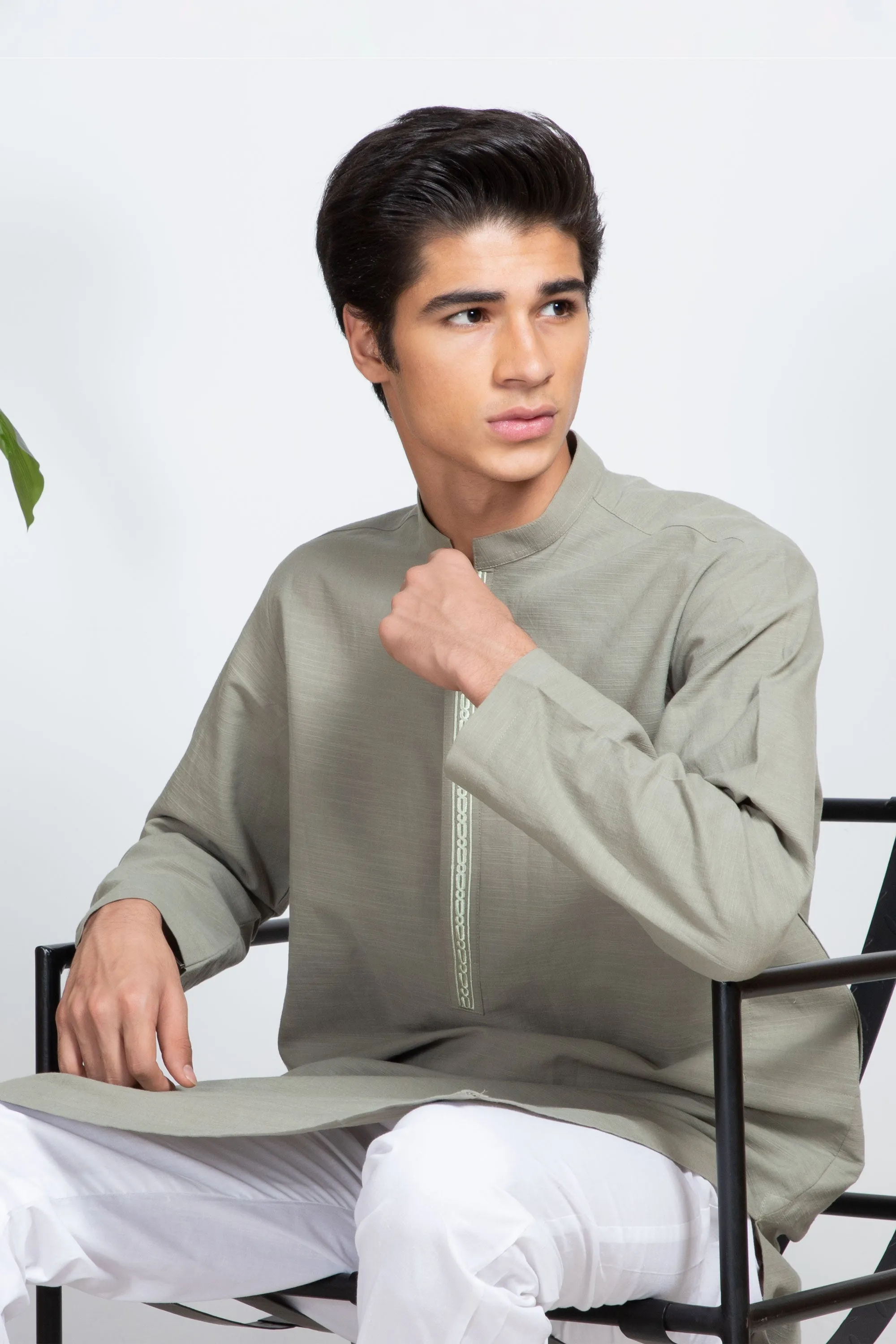 Embroidered Placket Kurta