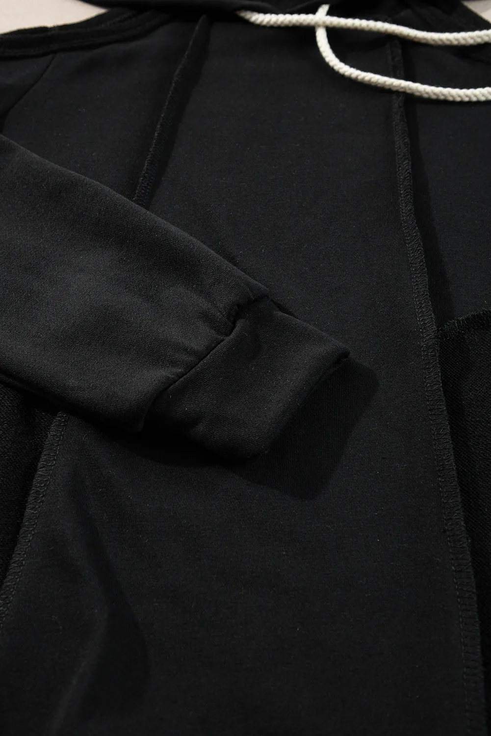 Exposed Seam Cold Shoulder Hoodie