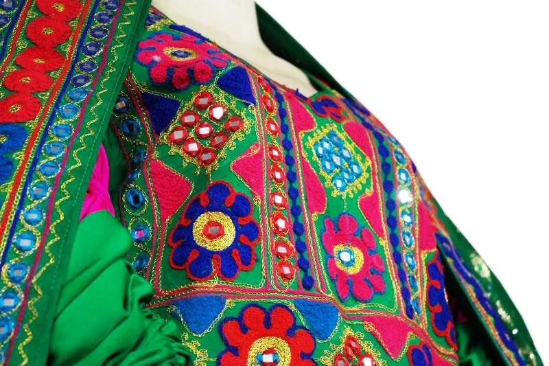 Exquisite Afghan Fashion Tribal Art Bridal Gown with Kuchi Frock Design