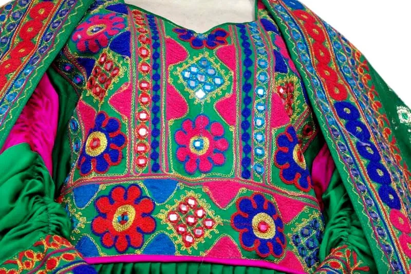 Exquisite Afghan Fashion Tribal Art Bridal Gown with Kuchi Frock Design