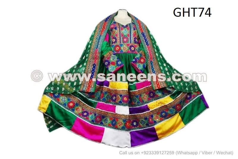 Exquisite Afghan Fashion Tribal Art Bridal Gown with Kuchi Frock Design