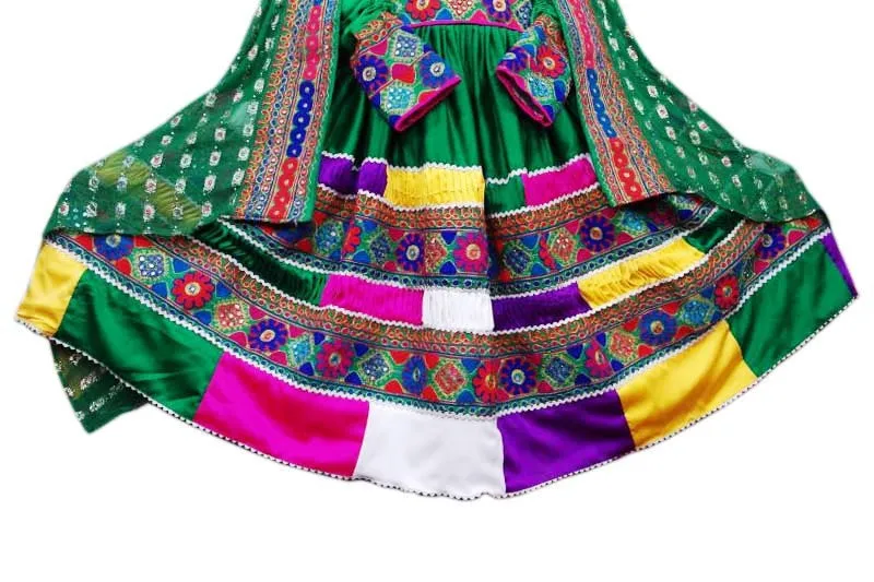 Exquisite Afghan Fashion Tribal Art Bridal Gown with Kuchi Frock Design