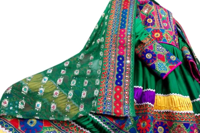 Exquisite Afghan Fashion Tribal Art Bridal Gown with Kuchi Frock Design