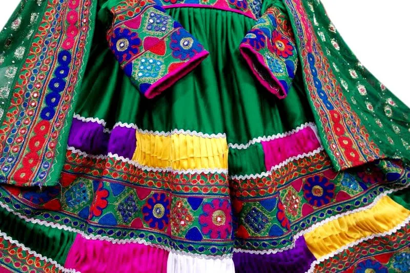 Exquisite Afghan Fashion Tribal Art Bridal Gown with Kuchi Frock Design