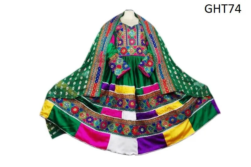 Exquisite Afghan Fashion Tribal Art Bridal Gown with Kuchi Frock Design