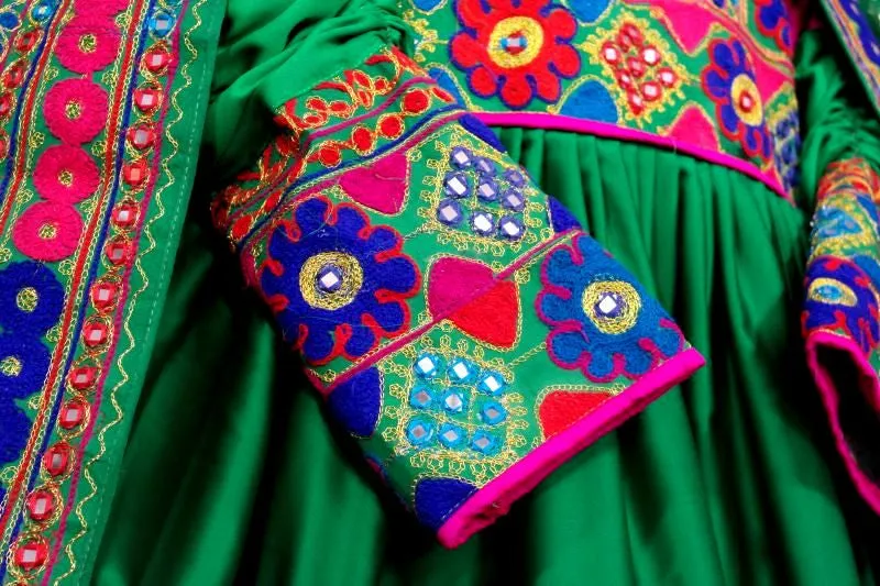 Exquisite Afghan Fashion Tribal Art Bridal Gown with Kuchi Frock Design