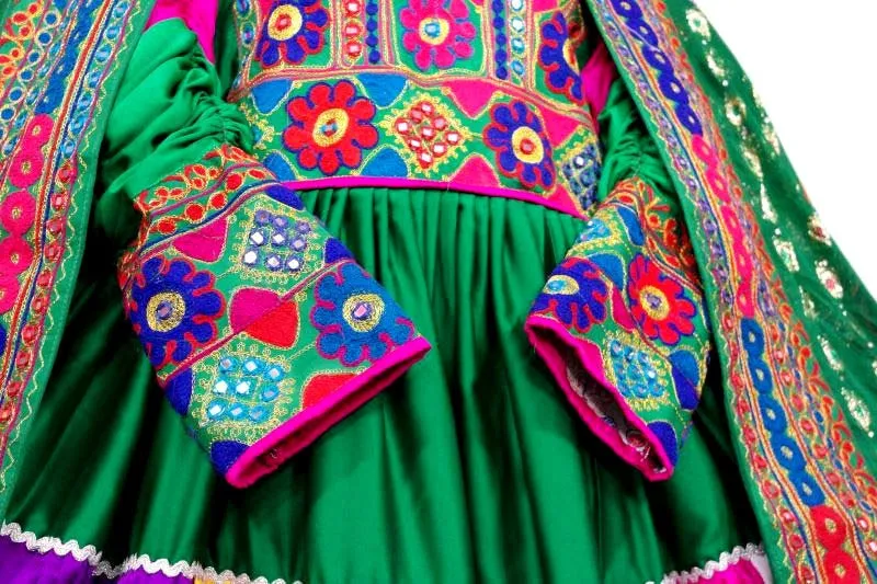 Exquisite Afghan Fashion Tribal Art Bridal Gown with Kuchi Frock Design