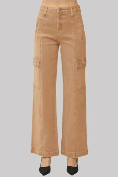 Fashionable Women’s RISEN High Rise Wide Leg Cargo Jeans | Full Sizes Available