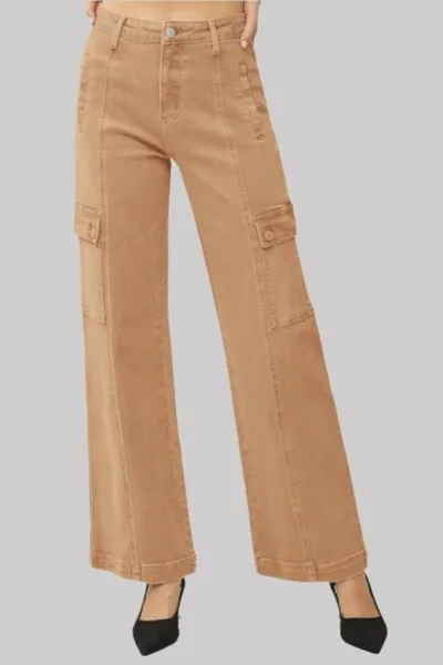 Fashionable Women’s RISEN High Rise Wide Leg Cargo Jeans | Full Sizes Available