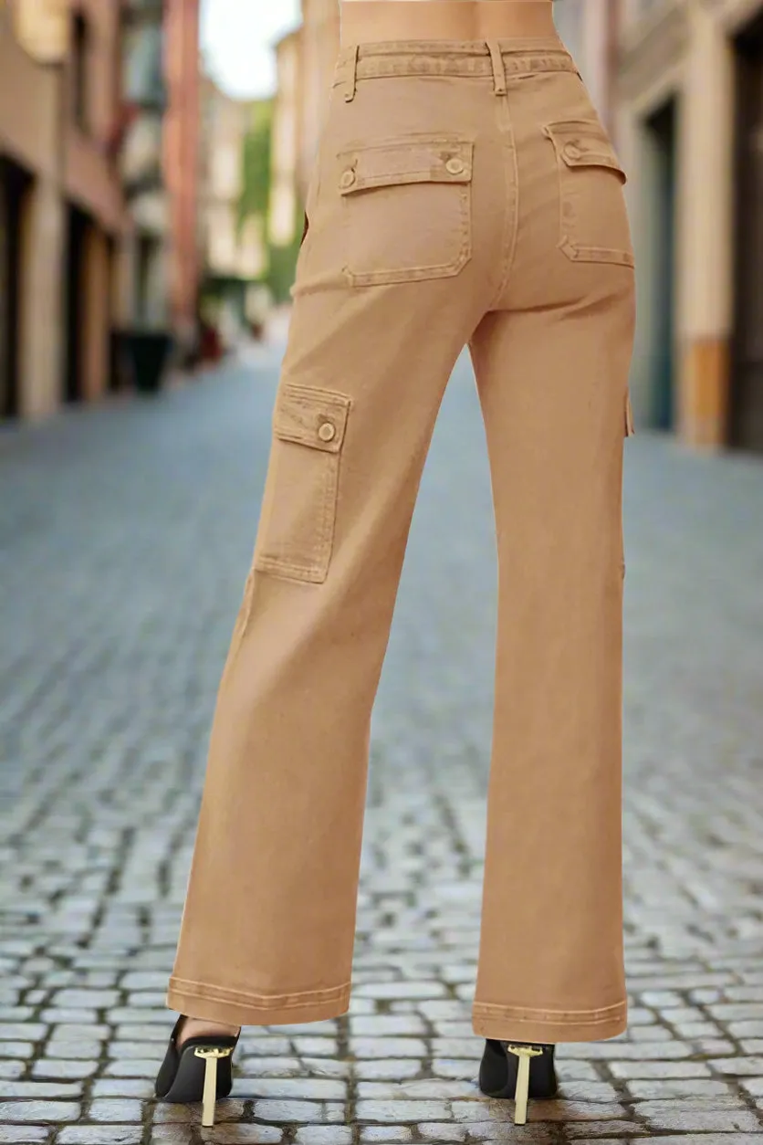 Fashionable Women’s RISEN High Rise Wide Leg Cargo Jeans | Full Sizes Available