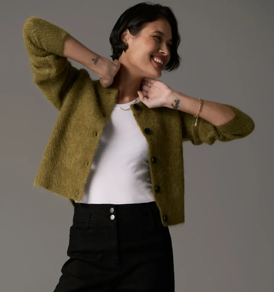 Finlay Cardigan in Green by Pol