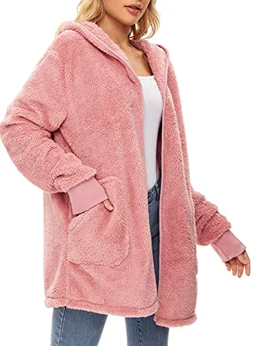 Fleece Hooded Cardigan