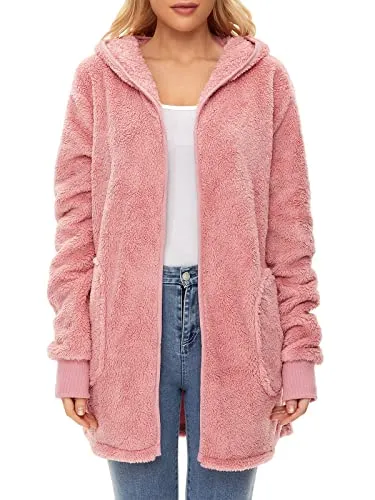 Fleece Hooded Cardigan