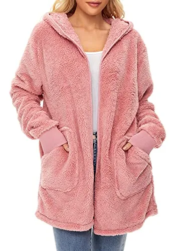Fleece Hooded Cardigan