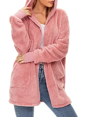 Fleece Hooded Cardigan
