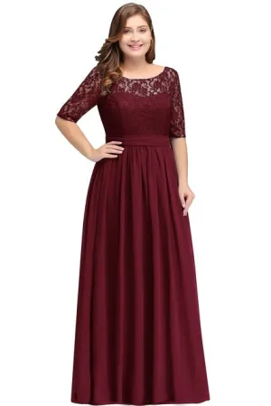 Floor Length Lace Plus Size Bridesmaid Dress