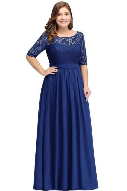 Floor Length Lace Plus Size Bridesmaid Dress